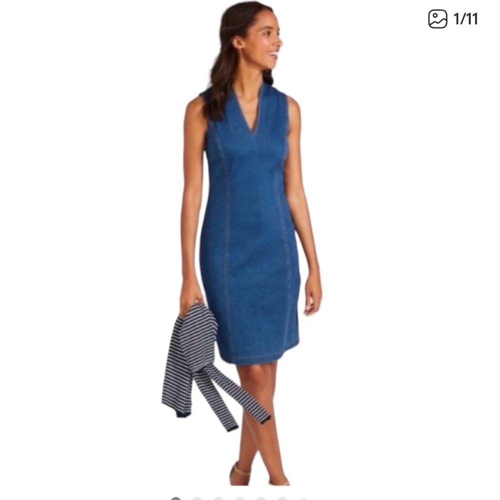 J. MCLAUGHLIN Denim Jumper Dress Sleeveless Back Zipper Darted Size Medium